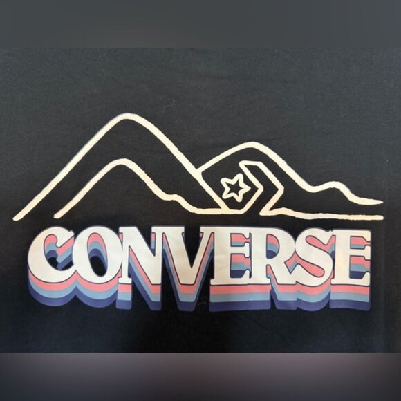 Converse Black Long Sleeve T-Shirt - Mountain Logo - Size XL - Picture 3 of 8